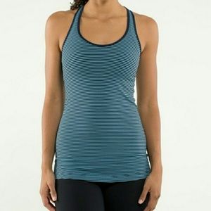 Lululemon Cool Racerback Striped Tank Top Blue